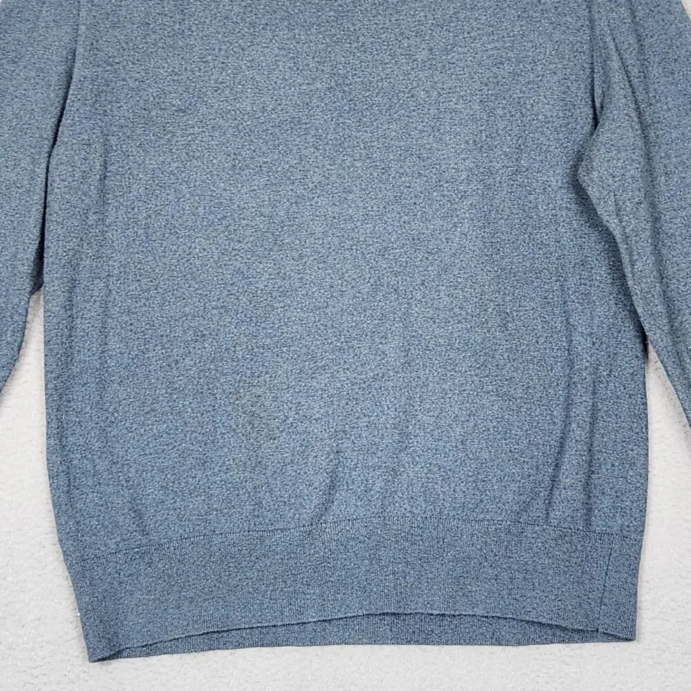 Banana Republic Sweater Mens Medium Blue Cotton Cashmere Quarter Zip Mock Neck